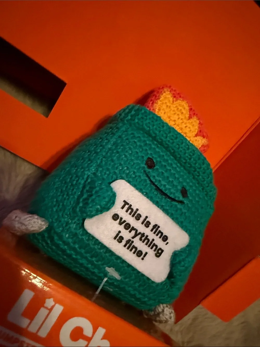 Lil Cheers Crochet Dumpster Fire Plush - “This Is Fine, Everything Is Fine”